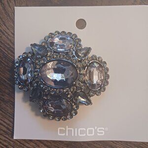 Chicos Hematite Vintage Inspired Pin Brooch NWT